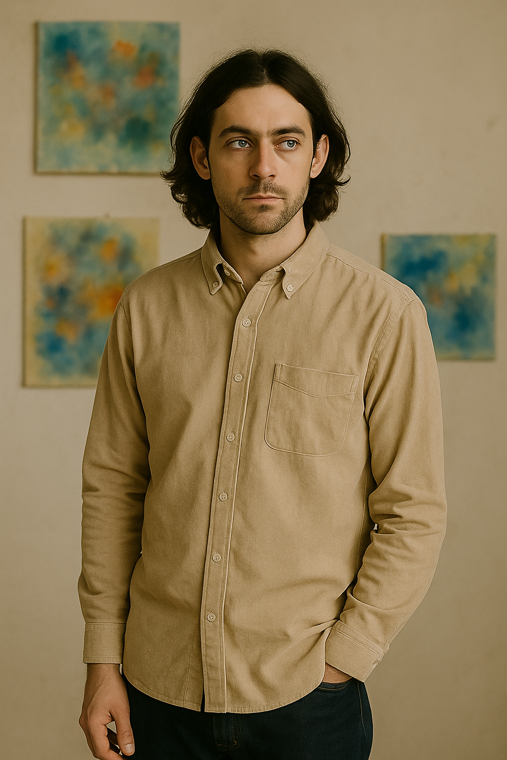 Retrato de hombre frente al arte